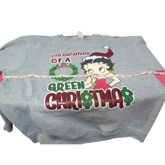 Vintage Betty Boop Sweatshirt Dreaming Of A Green Christmas Size Large - Picture 7 of 8